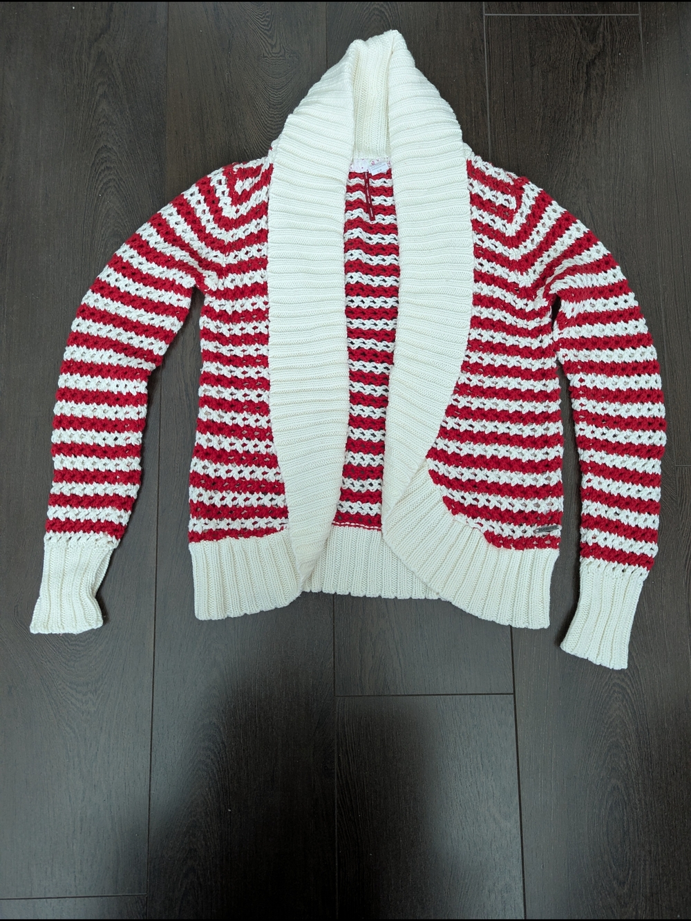 Element Cream and Red Striped Shawl-Collar Cardigan